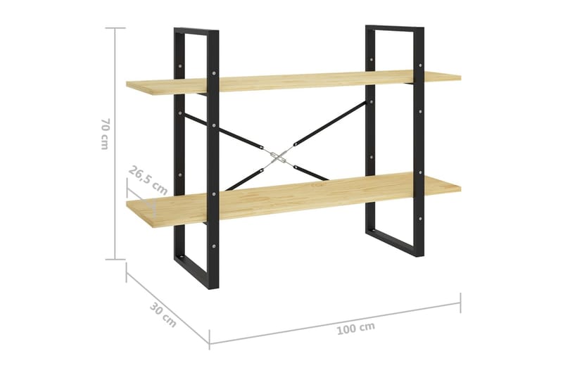 bogreol med 2 hylder 100x30x70 cm massivt fyrretræ - Brun - Opbevaring - Hylder & Reoler - Bogreol