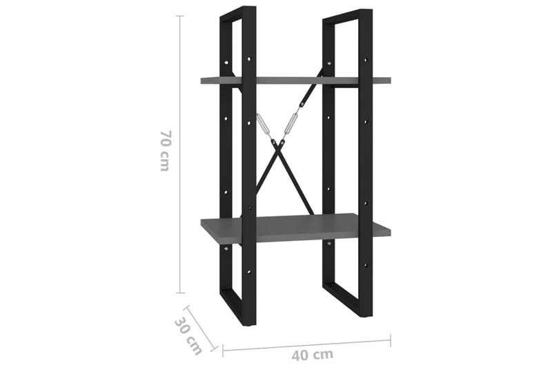 bogreol med 2 hylder 40 x 30 x 70 cm spånplade grå - Grå - Opbevaring - Hylder & Reoler - Bogreol