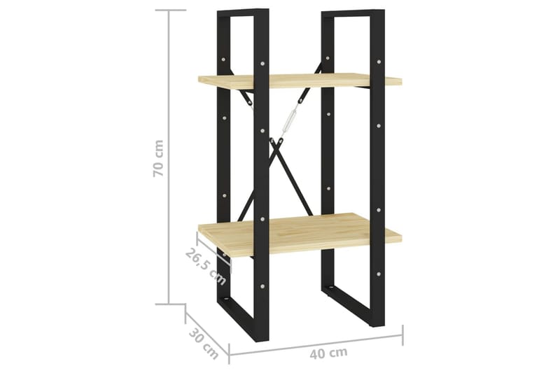 bogreol med 2 hylder 40x30x70 cm massivt fyrretræ - Brun - Opbevaring - Hylder & Reoler - Bogreol