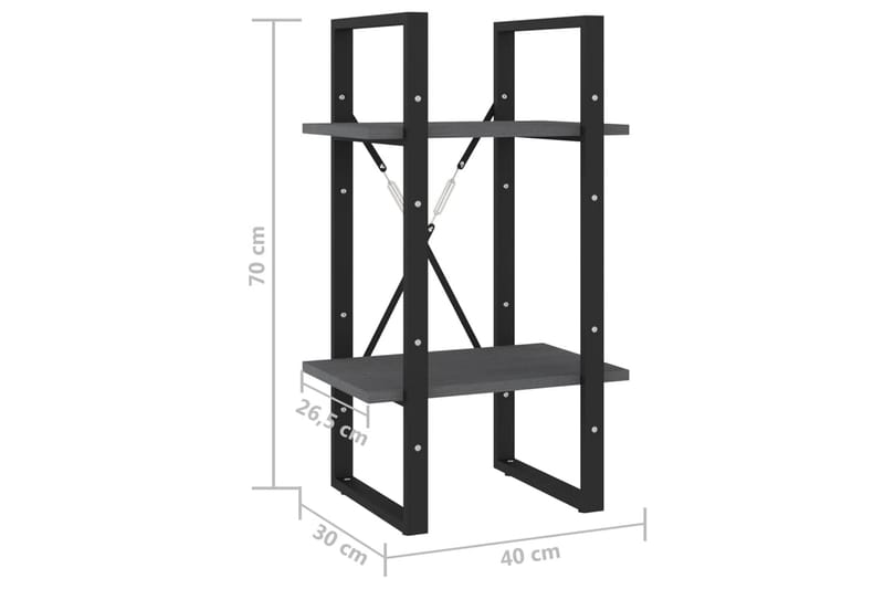 bogreol med 2 hylder 40x30x70 cm massivt fyrretræ grå - Grå - Opbevaring - Hylder & Reoler - Bogreol