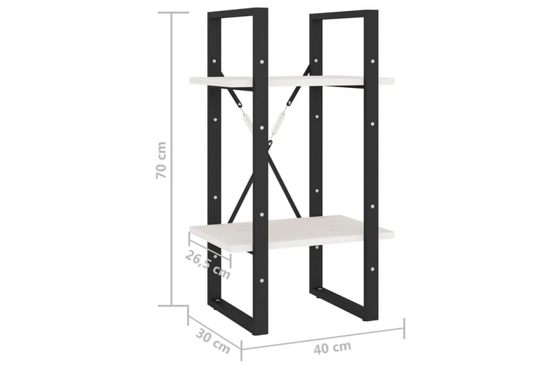 bogreol med 2 hylder 40x30x70 cm massivt fyrretræ hvid - Hvid - Opbevaring - Hylder & Reoler - Bogreol