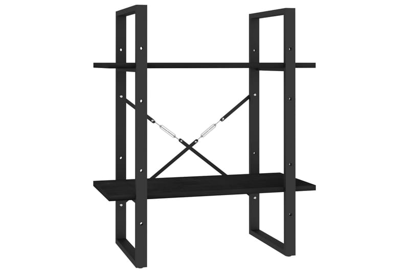 bogreol med 2 hylder 60x30x70 cm massivt fyrretræ sort - Sort - Opbevaring - Hylder & Reoler - Bogreol