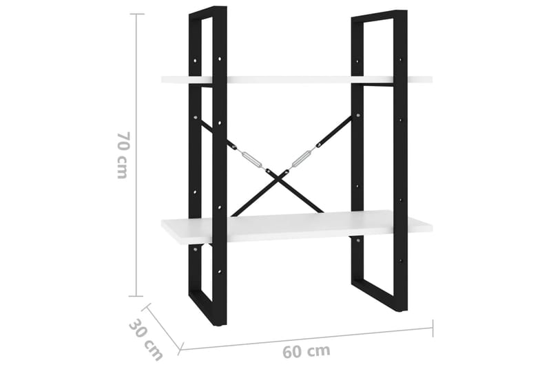 bogreol med 2 hylder 60x30x70 cm spånplade hvid - Hvid - Opbevaring - Hylder & Reoler - Bogreol