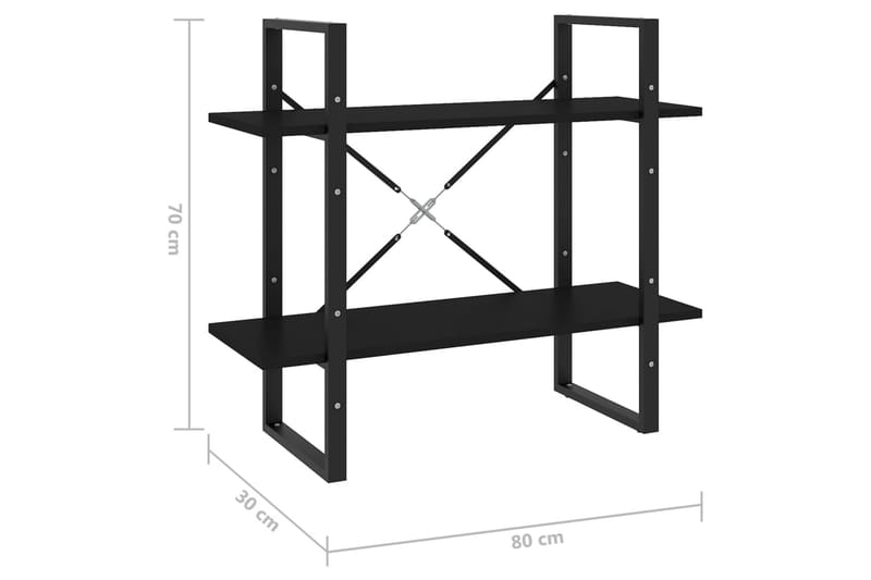 bogreol med 2 hylder 80 x 30 x 70 cm spånplade sort - Rød - Opbevaring - Hylder & Reoler - Bogreol