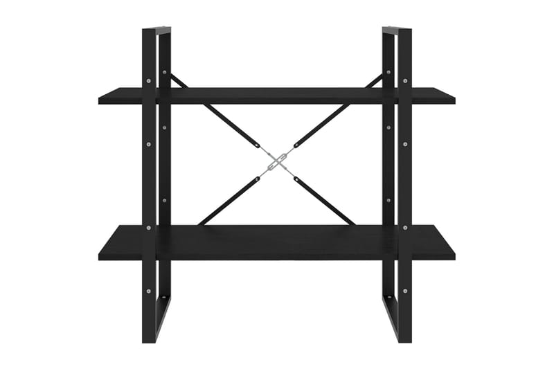 bogreol med 2 hylder 80x30x70 cm massivt fyrretræ sort - Sort - Opbevaring - Hylder & Reoler - Bogreol