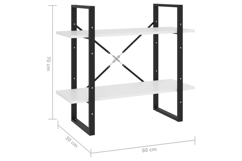 bogreol med 2 hylder 80x30x70 cm spånplade hvid - Brun - Opbevaring - Hylder & Reoler - Bogreol