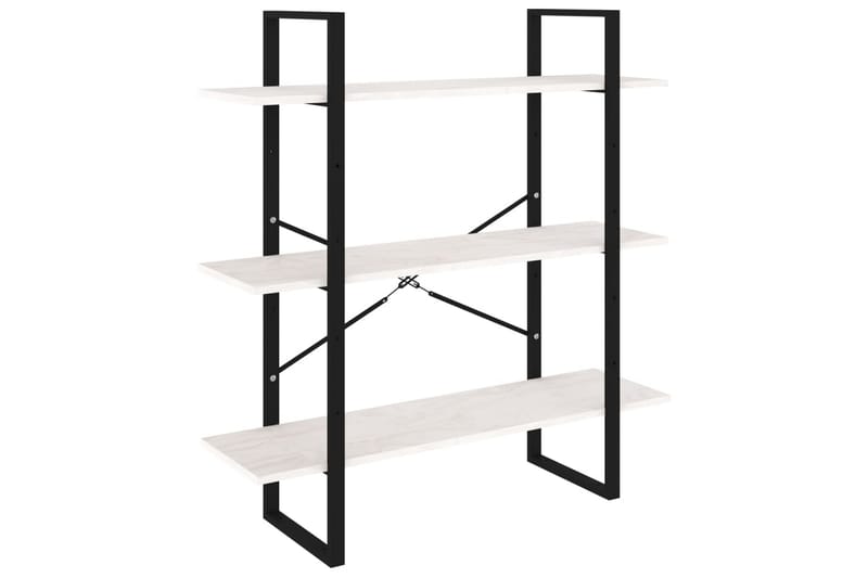 bogreol med 3 hylder 100x30x105 cm massivt fyrretræ hvid - Hvid - Opbevaring - Hylder & Reoler - Bogreol