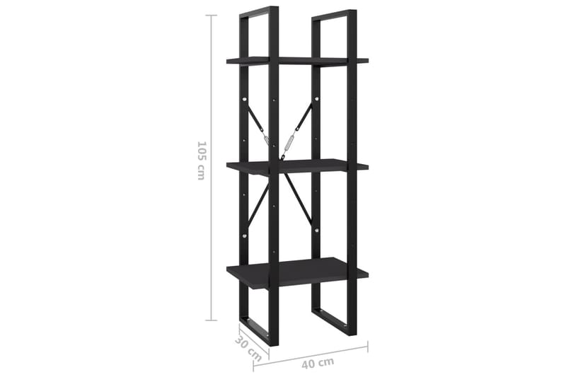 bogreol med 3 hylder 40x30x105 cm spånplade grå - Grå - Opbevaring - Hylder & Reoler - Bogreol