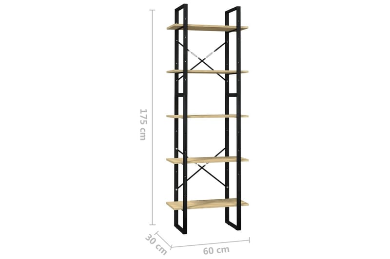 bogreol med 5 hylder 60x30x175 cm fyrretræ - Brun - Opbevaring - Hylder & Reoler - Bogreol