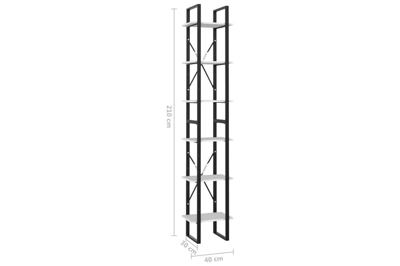 bogreol med 6 hylder 40x30x210 cm spånplade hvid - Gul - Opbevaring - Hylder & Reoler - Bogreol