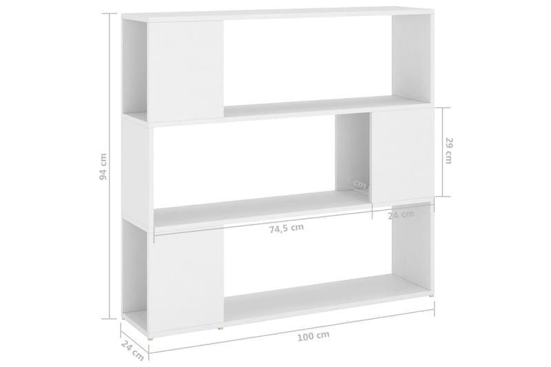 bogreol/rumdeler 100x24x94 cm hvid - Hvid - Opbevaring - Hylder & Reoler - Bogreol