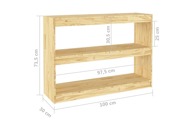 bogreol/rumdeler 100x30x71,5 cm fyrretræ - Brun - Opbevaring - Hylder & Reoler - Bogreol