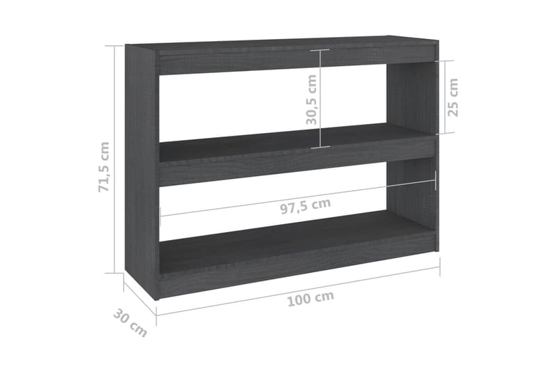 bogreol/rumdeler 100x30x71,5 cm fyrretræ grå - Grå - Opbevaring - Hylder & Reoler - Bogreol