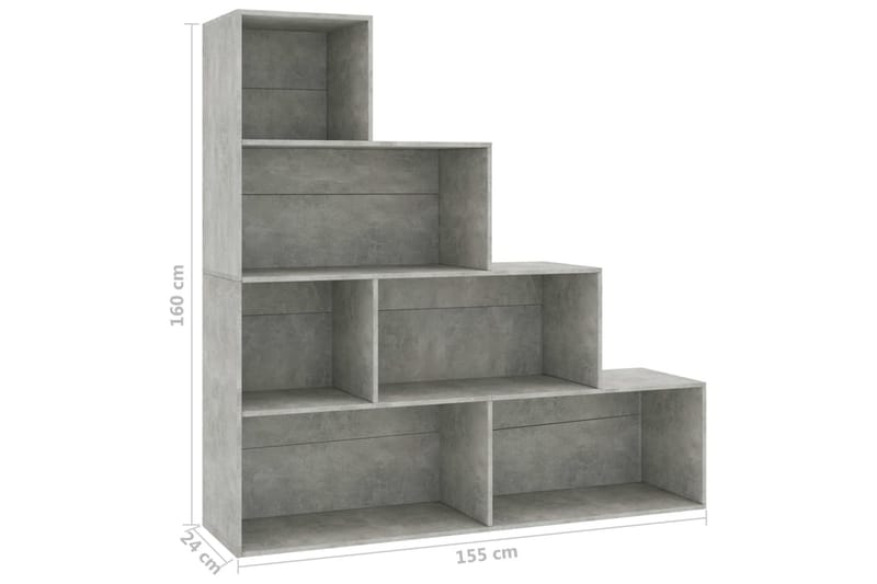 Bogreol/Rumdeler 155 X 24 X 160 Cm Spånplade Betongrå - Grå - Opbevaring - Hylder & Reoler - Bogreol