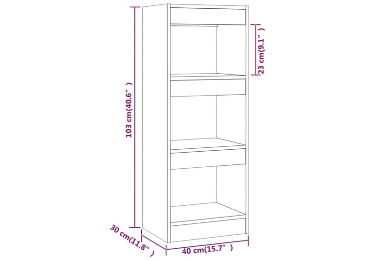 bogreol/rumdeler 40x30x103 cm spånplade brun egetræsfarve - Brun - Opbevaring - Hylder & Reoler - Bogreol