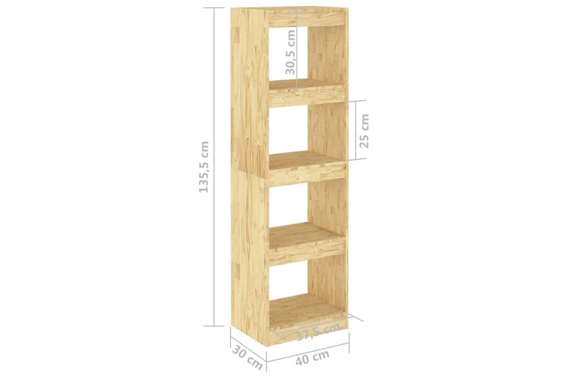 bogreol/rumdeler 40x30x135,5 cm fyrretræ - Brun - Opbevaring - Hylder & Reoler - Bogreol