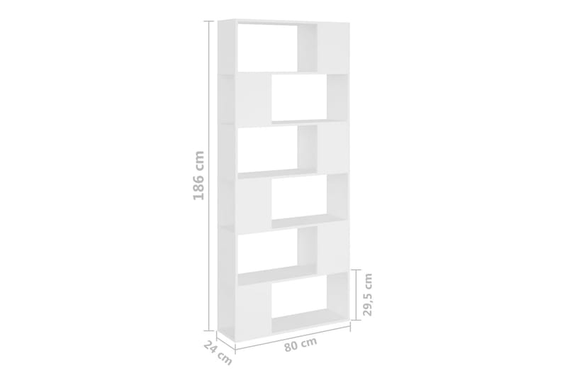 bogreol/rumdeler 80x24x186 cm spånplade hvid - Hvid - Opbevaring - Hylder & Reoler - Bogreol