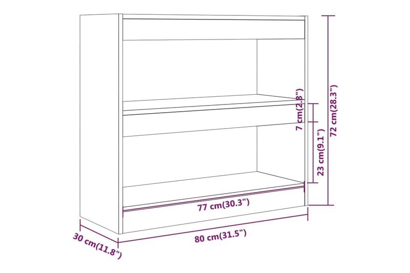 bogreol/rumdeler 80x30x72 cm betongrå - Grå - Opbevaring - Hylder & Reoler - Bogreol