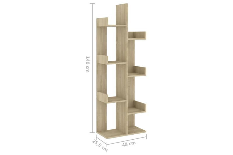 bogskab 48x25,5x140 cm spånplade sonoma-eg - Brun - Opbevaring - Hylder & Reoler - Bogreol