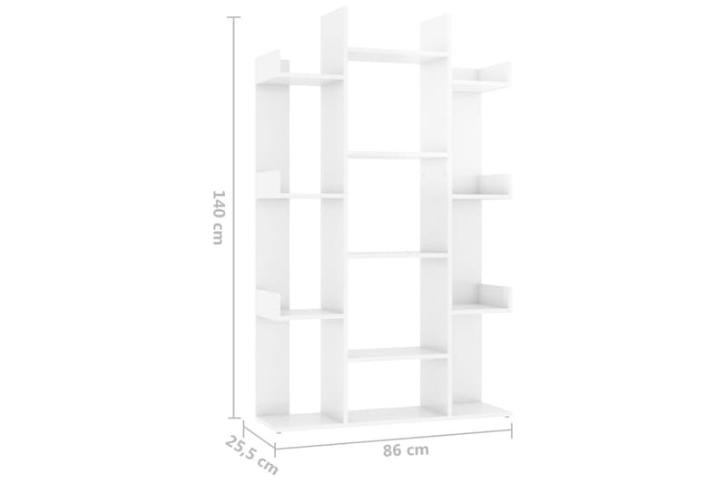 bogskab 86x25,5x140 cm spånplade højglans hvid - Hvid - Opbevaring - Hylder & Reoler - Bogreol