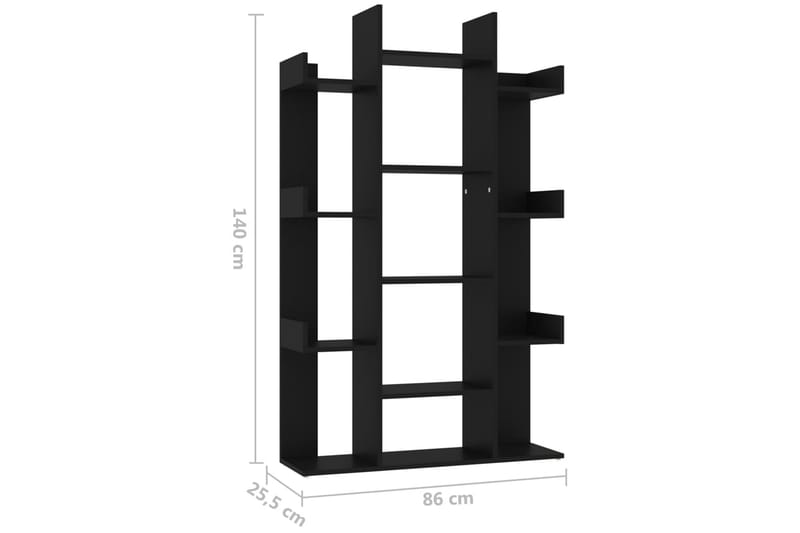 bogskab 86x25,5x140 cm spånplade sort - Sort - Opbevaring - Hylder & Reoler - Bogreol