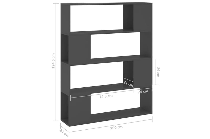 bogskab/rumdeler 100x24x124 cm spånplade grå - Grå - Opbevaring - Hylder & Reoler - Bogreol