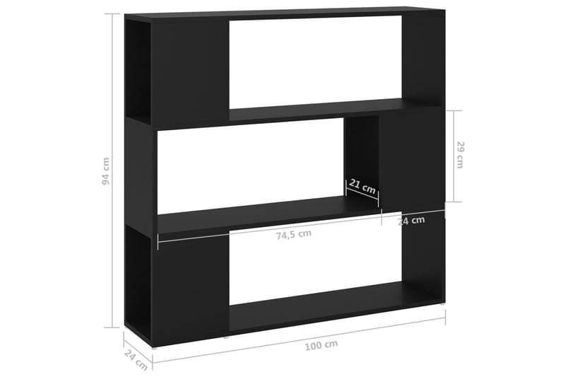 bogskab/rumdeler 100x24x94 cm spånplade sort - Sort - Opbevaring - Hylder & Reoler - Bogreol