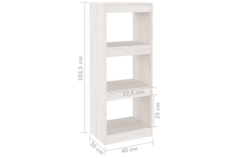 bogskab/rumdeler 40x30x103,5 cm massivt fyrretræ hvid - Hvid - Opbevaring - Hylder & Reoler - Bogreol