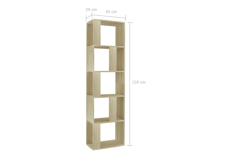 bogskab/rumdeler 45x24x159 cm spånplade sonoma-egetræsfarvet - Opbevaring - Hylder & Reoler - Bogreol