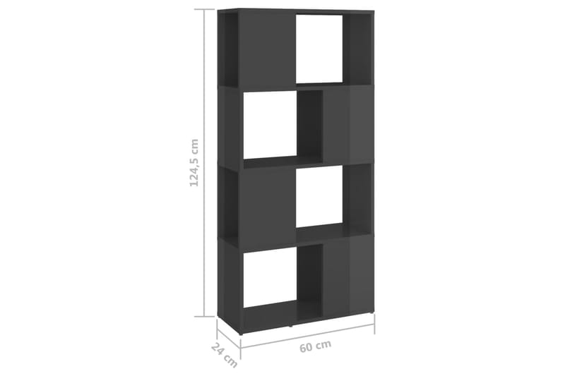 bogskab/rumdeler 60x24x124,5 cm spånplade grå højglans - Grå - Opbevaring - Hylder & Reoler - Bogreol