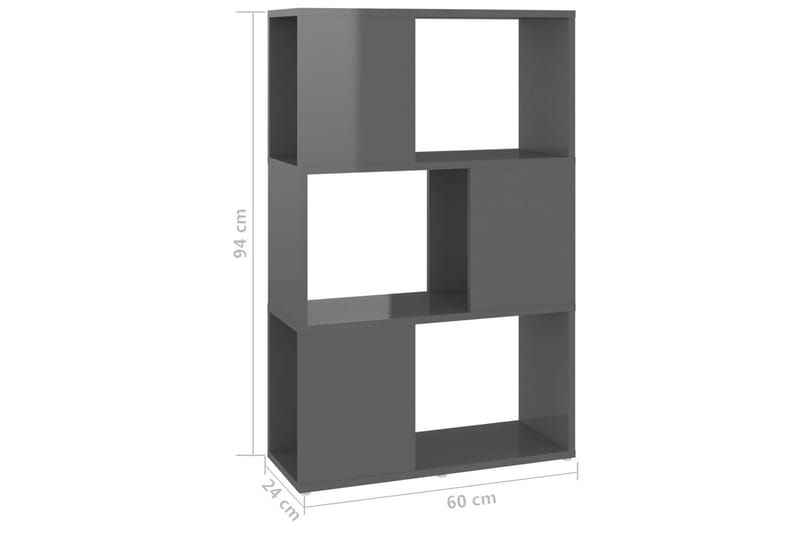 bogskab/rumdeler 60x24x94 cm spånplade grå højglans - Grå - Opbevaring - Hylder & Reoler - Bogreol