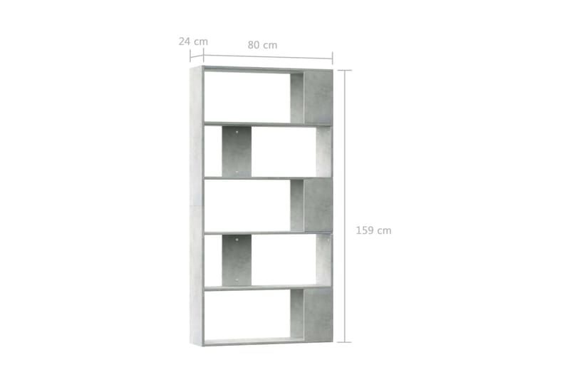 bogskab/rumdeler 80 x 24 x 159 cm spånplade betongrå - Opbevaring - Hylder & Reoler - Bogreol