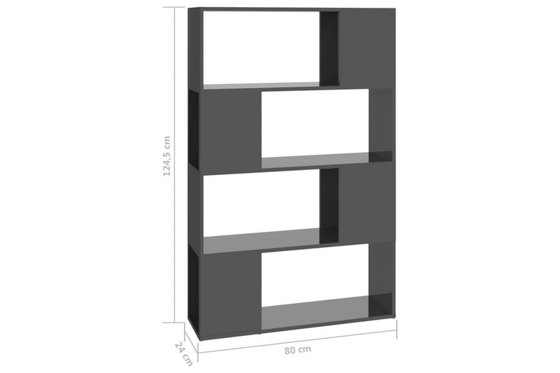 bogskab/rumdeler 80x24x124,5 cm spånplade grå højglans - Grå - Opbevaring - Hylder & Reoler - Bogreol