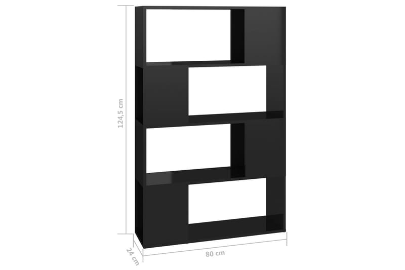 bogskab/rumdeler 80x24x124,5 cm spånplade sort højglans - Sort - Opbevaring - Hylder & Reoler - Bogreol