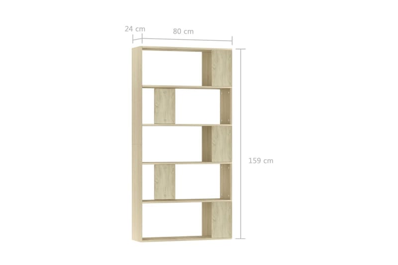 bogskab/rumdeler 80x24x159 cm spånplade sonoma-egetræsfarvet - Opbevaring - Hylder & Reoler - Bogreol