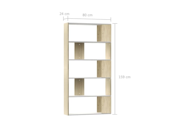 Bogskab/Rumdeler 80X24X159 cm Spånplade Sonoma-Egetræsfarvet - Opbevaring - Hylder & Reoler - Bogreol