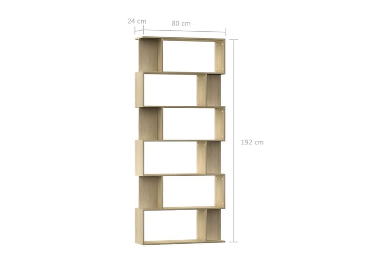 bogskab/rumdeler 80x24x196 cm spånplade sonoma-egetræsfarvet - Opbevaring - Hylder & Reoler - Bogreol