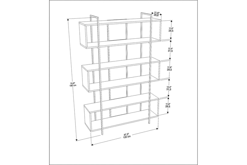 Bruti Bogreol 120 cm - Hvid - Opbevaring - Hylder & Reoler - Bogreol