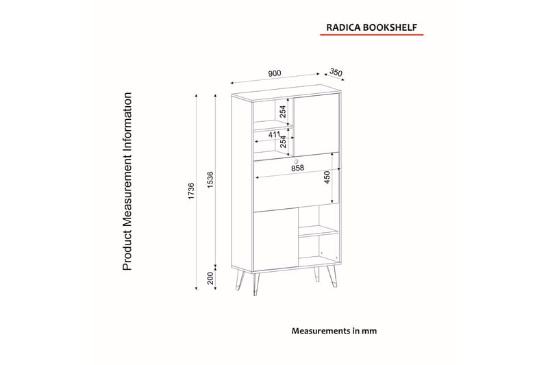 Curacoa Reol 90x35 cm 5 Hylder - Opbevaring - Hylder & Reoler - Bogreol