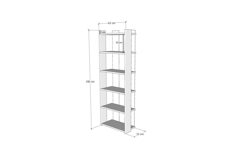 Dendabor Bogreol 63x22 cm 5 Hylder - Antracit/Gul - Opbevaring - Hylder & Reoler - Bogreol