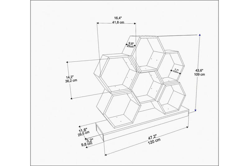 Desgrar Bogreol 120x109 cm - Hvid - Opbevaring - Hylder & Reoler - Bogreol