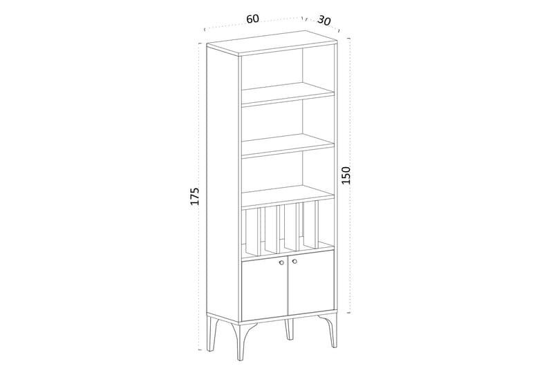 Desgrar Bogreol 60x175 cm - Blå - Opbevaring - Hylder & Reoler - Bogreol