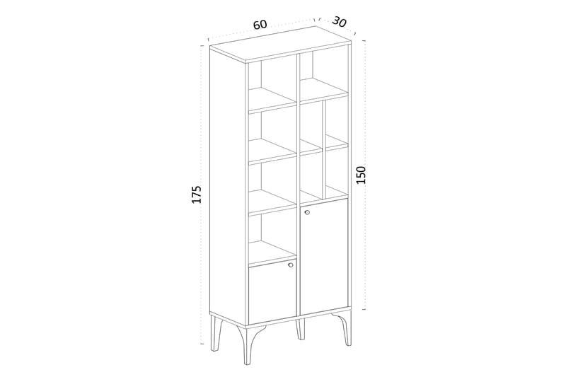 Desgrar Bogreol 60x175 cm - Hvid - Opbevaring - Hylder & Reoler - Bogreol