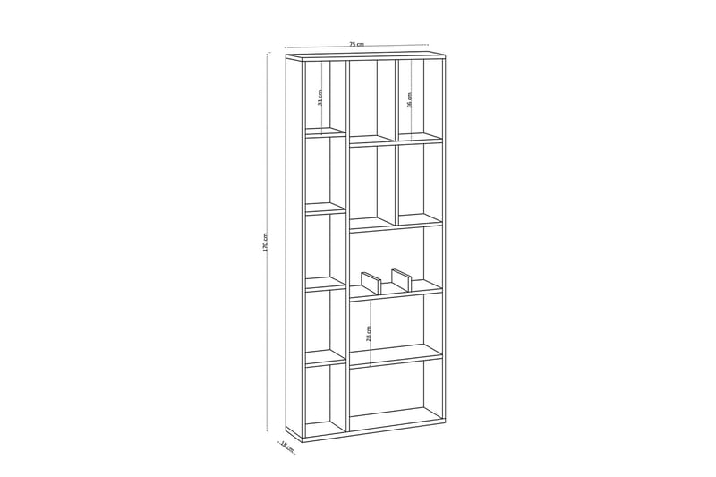 Desgrar Bogreol 75x170 cm - Hvid - Opbevaring - Hylder & Reoler - Bogreol