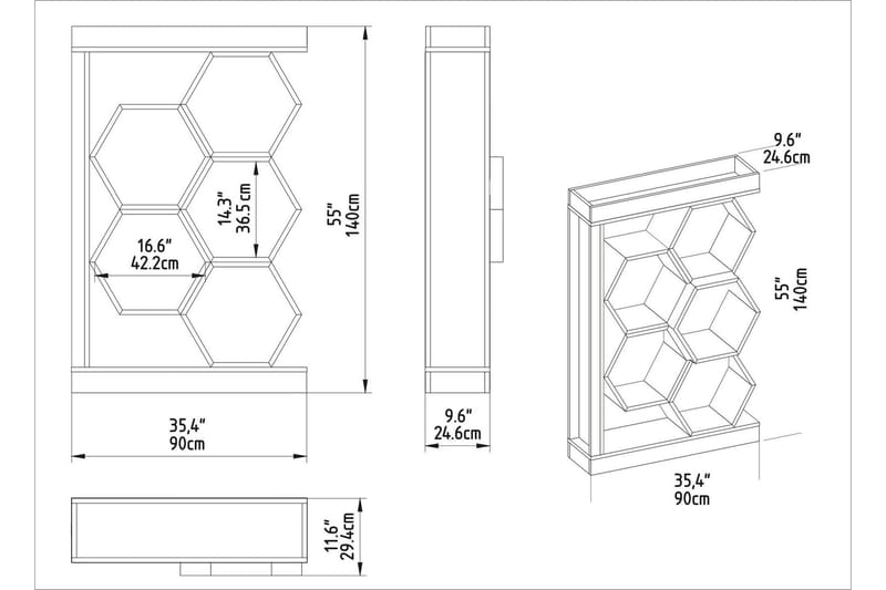 Desgrar Bogreol 90x140 cm - Brun - Opbevaring - Hylder & Reoler - Bogreol