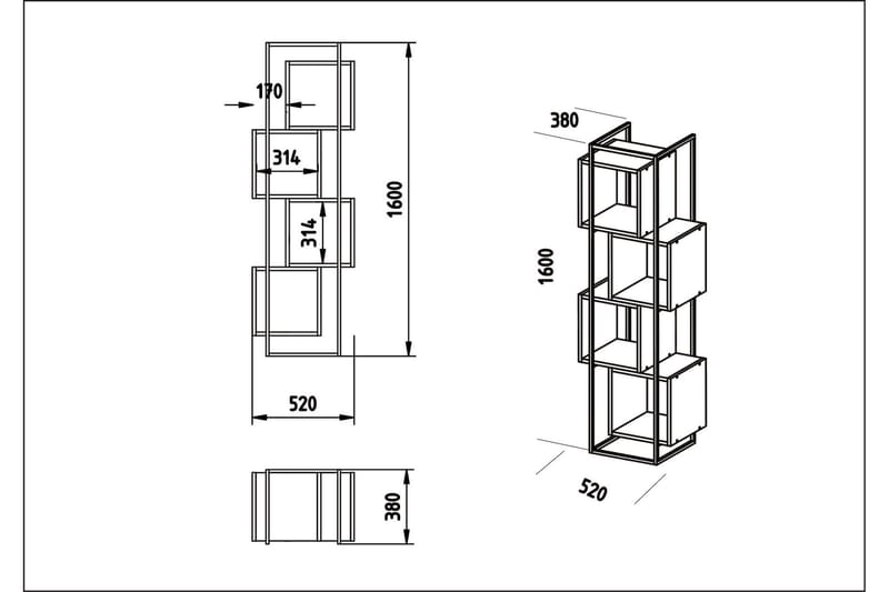 Hammann Bogreol 52 cm - Sort|Hvid - Opbevaring - Hylder & Reoler - Bogreol