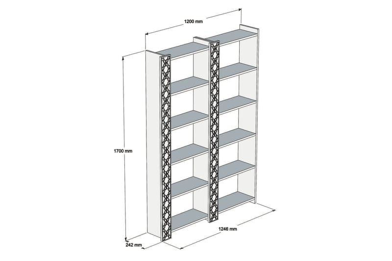 Hovdane bogreol 124 cm - Brun / gul - Opbevaring - Hylder & Reoler - Bogreol