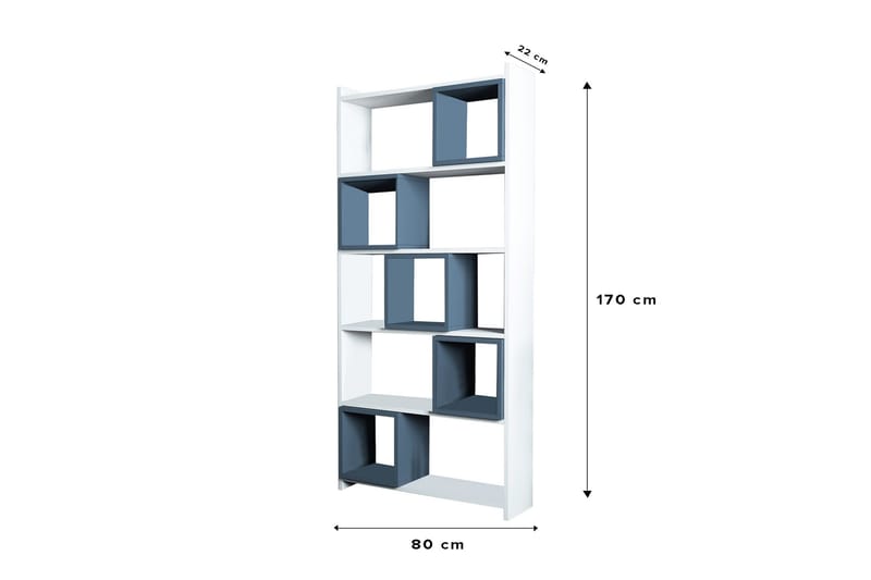 Hovdane bogreol 80 cm - Hvid / Blå - Opbevaring - Hylder & Reoler - Bogreol