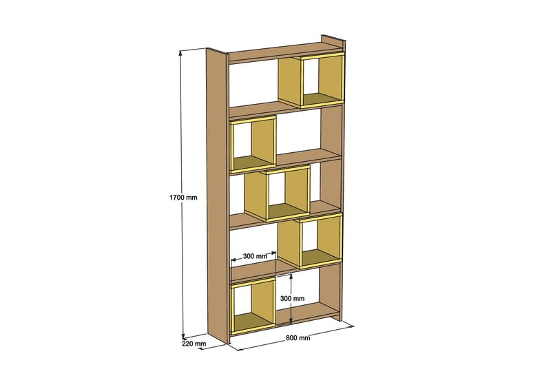 Hovdane bogreol 80 cm - Hvid / brun - Opbevaring - Hylder & Reoler - Bogreol