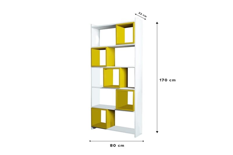 Hovdane bogreol 80 cm - Hvid / Gul - Opbevaring - Hylder & Reoler - Bogreol